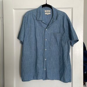 Madewell blue pin stripe short sleeve button down